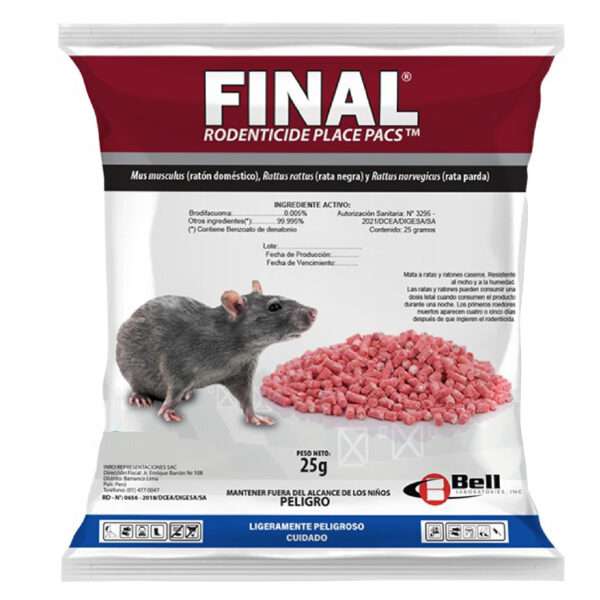 FINAL® PELLETS X CAJA DE 50 SACHETS DE 25 GR - RODENTICIDA - Imagen 3